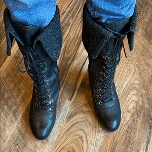 Black Lace Up Riding Boots by Eric Michael